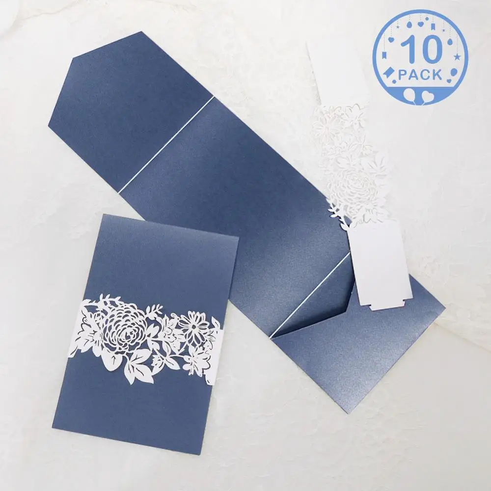 not including cards OurWarm 10 шт./компл. свадебных пригласительных билетов с Конверты приглашения на свадьбу с лазерной ажурный цветок Приглашения День рождения детского дня рождения - Цвет: not including cards
