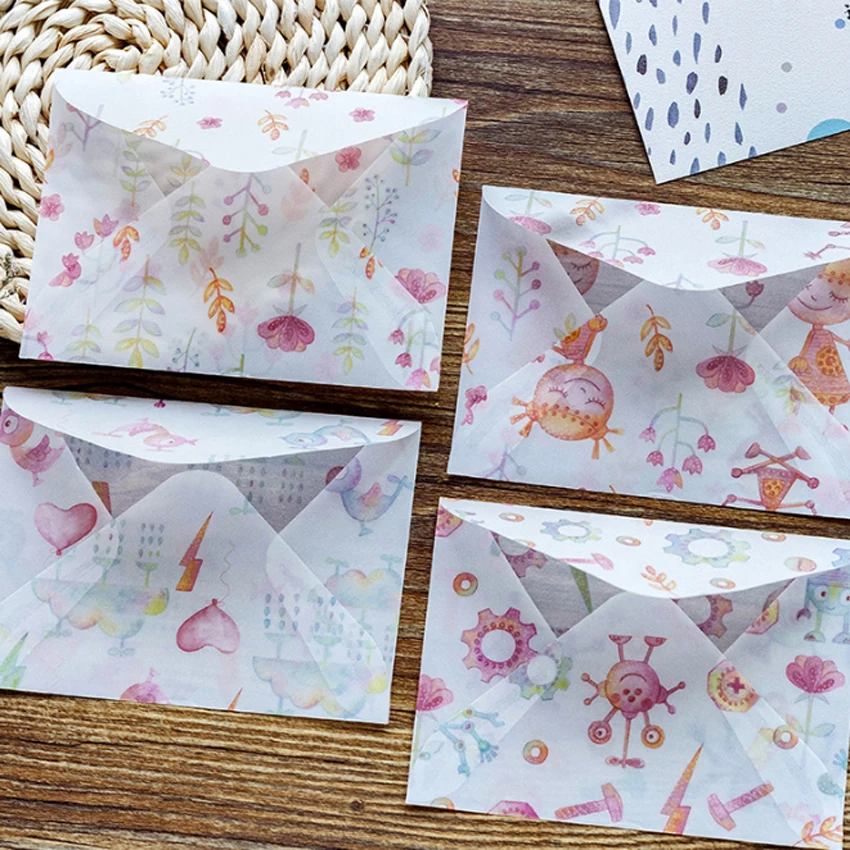 60 шт./лот 100*150 мм цветок прозрачная серная кислота бумажный конверт для открытки