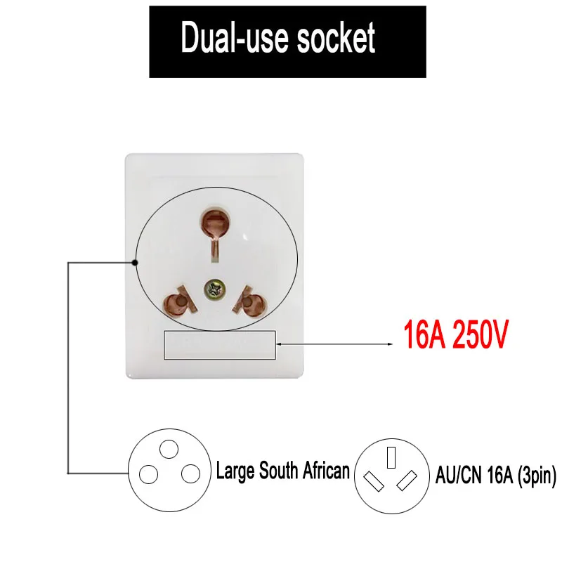 16A 250V 3 отверстия белый кондиционер настенные электрические розетки Мощность адаптер розетка AU CN большой Южноафриканский разъем