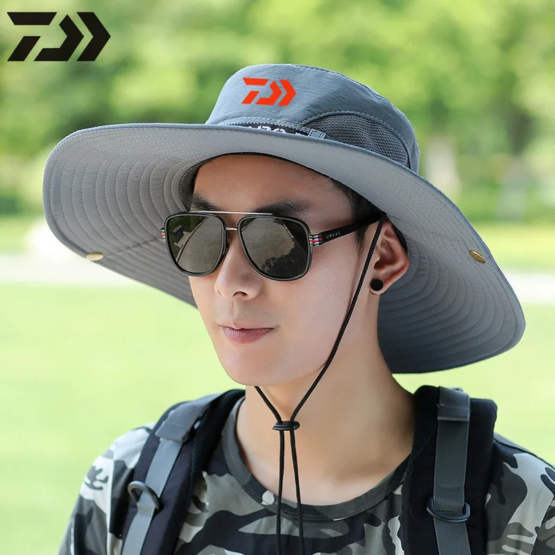 

2021 Daiwa Fishing Hat Daiwa Hat Mountaineering Bucket Hat Sunscreen Breathable Hats for Men Outdoor Sun Protection Fishing Cap