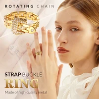 sterling silver strap buckle ring real gold chain belt buckle design bracelet for women original design charm jewelry shiny zirc