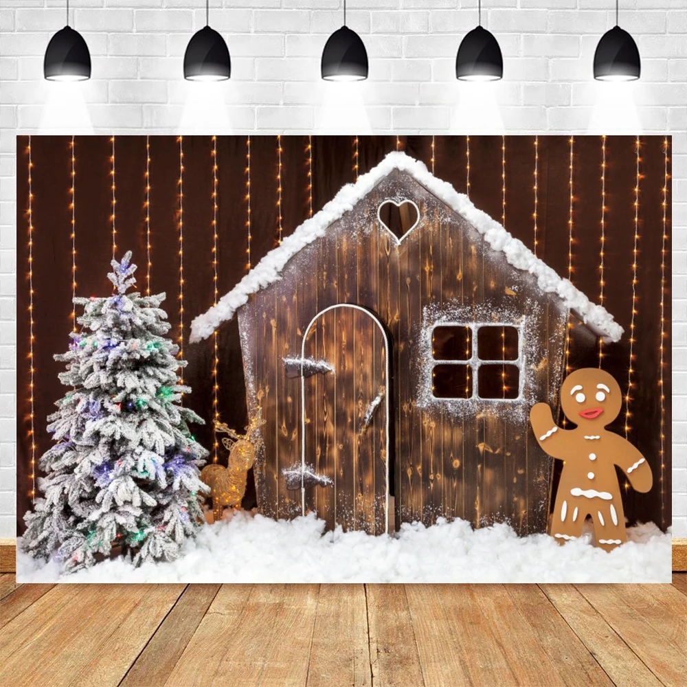 

Christmas Backdrop Wood House Biscuit Winter Snow Vinyl Photography Photographic Background For Photo Shoot Booth Photozone Prop