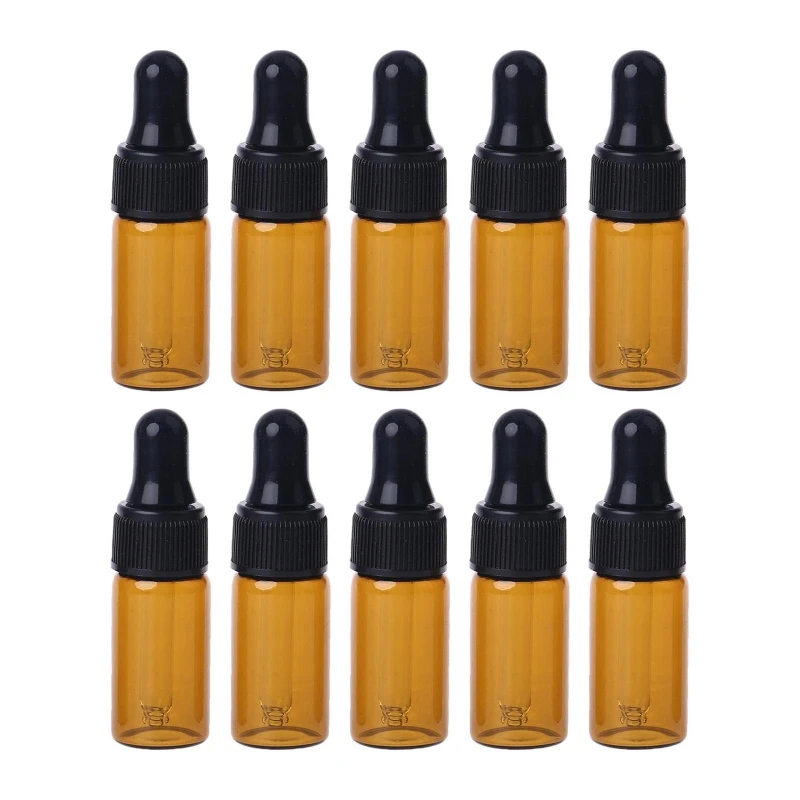 YAS Amber Glass Dropper Bottles With Black Cap for Essential Oil Perfume Sample Bottle Aromatherapy 1/2/3/4/5ml 10pcs/set | Красота и