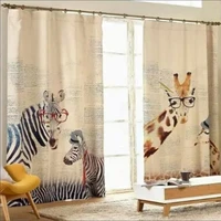 childrens cartoon digital printing giraffe bedroom curtains zebra fashion environmental protection blackout living room drapes
