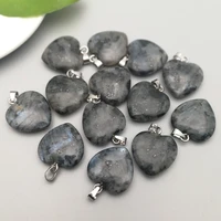 natural crystal stone 20mm heart labradorite pendant charms for diy chakra necklace earrings accessories
