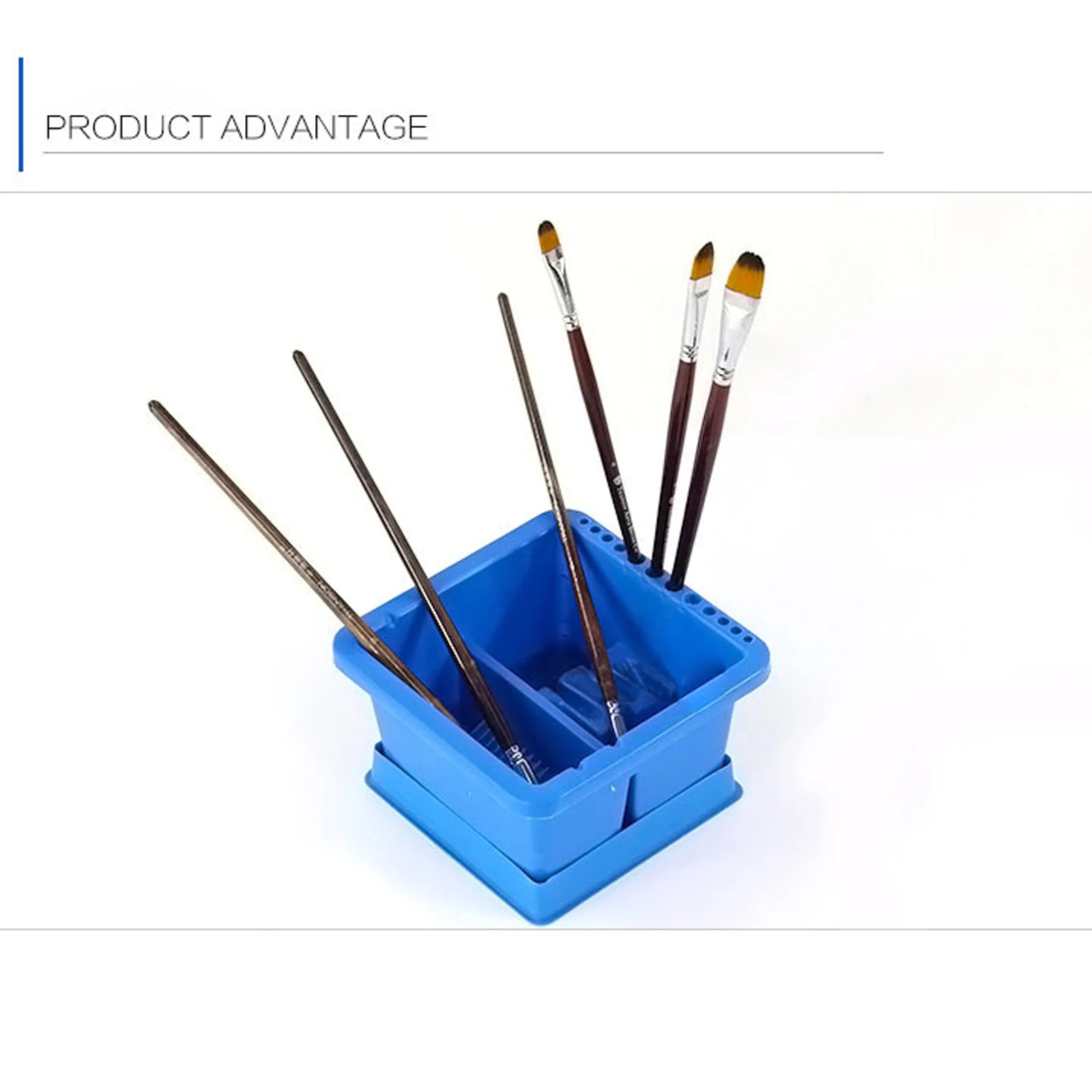 

Double Compartment 12 Hole Multi-Function Plastic Brush Washer Box Easy Cleaning Drying For Acrylic & Watercolor Painting Blue