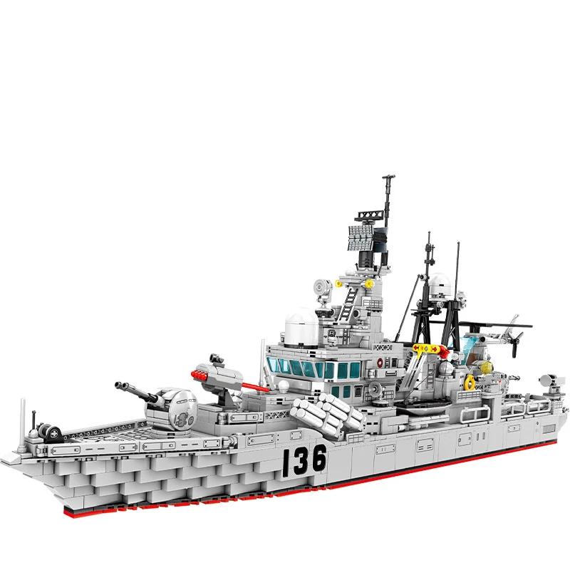 

1716PCS Shandong Aircraft Landing Helicopter Dock Carrier Military Battleship Building Blocks 3D Model Toys Boys Birthday Gift