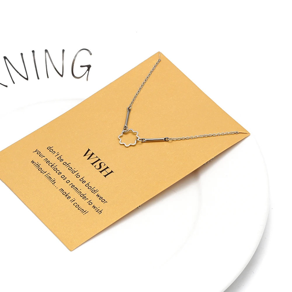 Wish Card милое ожерелье с цветком для женщин серебряная цепочка украшение на шею