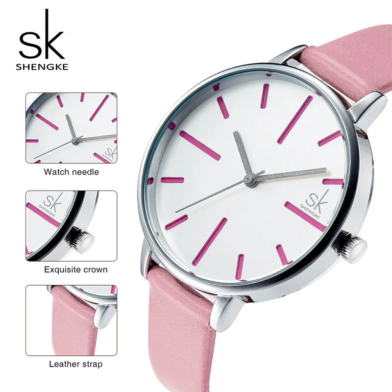 

SHENGKE Women's Watch Fashion Leather Watch Simple lady watch irregular clock MUJER BAYAN KOL SAATI MONTRE MONTRE FEMININO