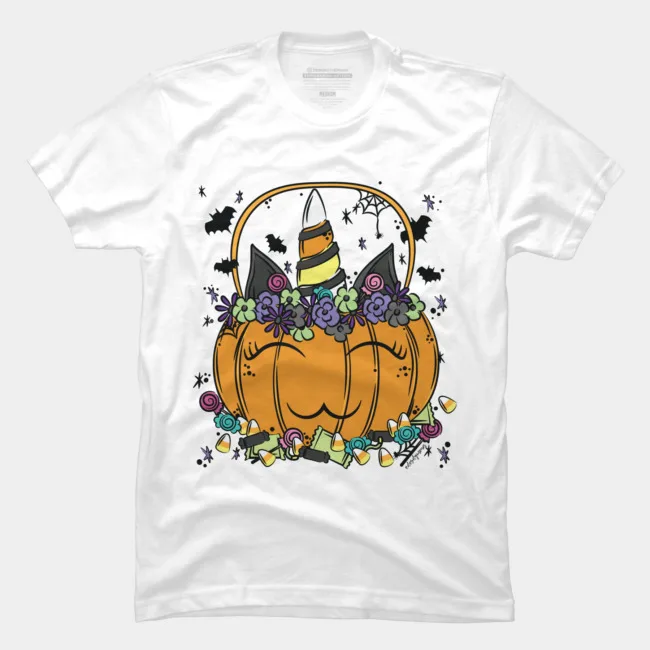 

Summer Fashion Printed men's T-shirt 100% Cotton Halloween Unicorn Unique Creative Short Sleeve Graphics
