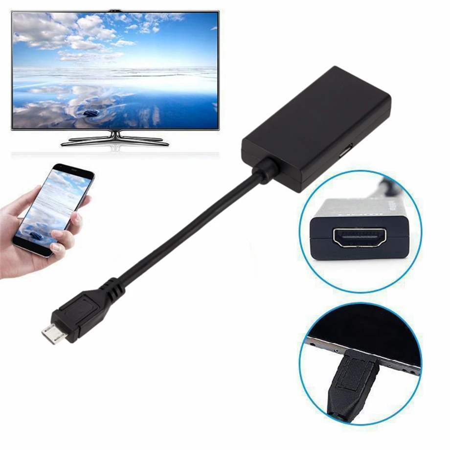 Преобразователи PzzPss Micro USB HDMI совместимые с преобразователями HD 1080P кабель для