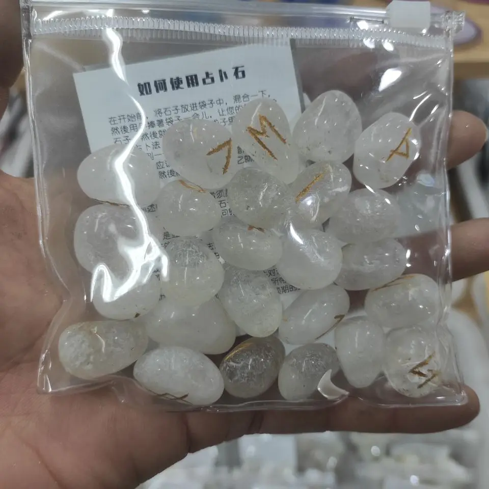 

a pack Natural Crystal Runes Stones Irregular Divination Agate Rune Fortune-telling Reiki Healing Meditation Gift Decor