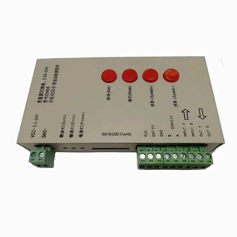 Светодиодный контроллер для SD-карты T1000S 2048 точек пикселей rgb диммер WS2812B DMX512 ws2811
