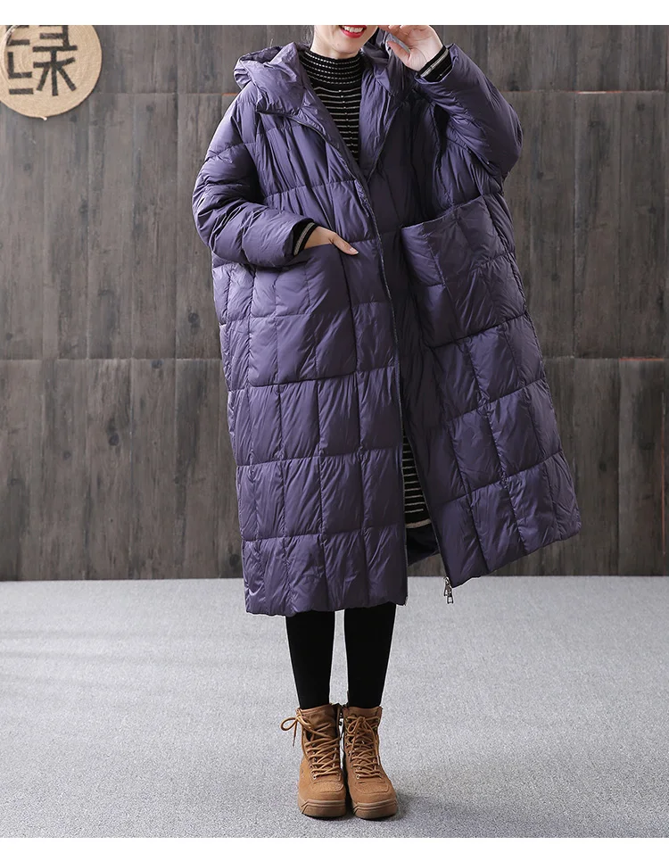 

2020 Women'S Duck Down Down Jacket Winter Women'S Plus Size Loose Long Coat Winter Jacket Stitching Hooded Parka