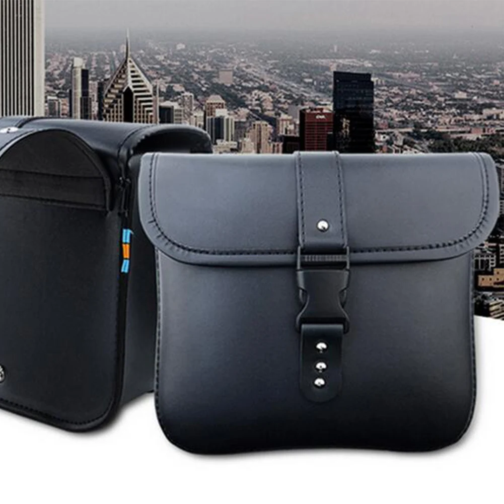 

2pcs Luggage Bike Side PU Leather Waterproof Pouch Sports Storage Bag Motorcycle Saddle Bag