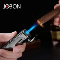 jobon metal triple torch gas window lighter 13 jet gas cigar three turbo windproof powerful spray gun kitchen pipe lighter