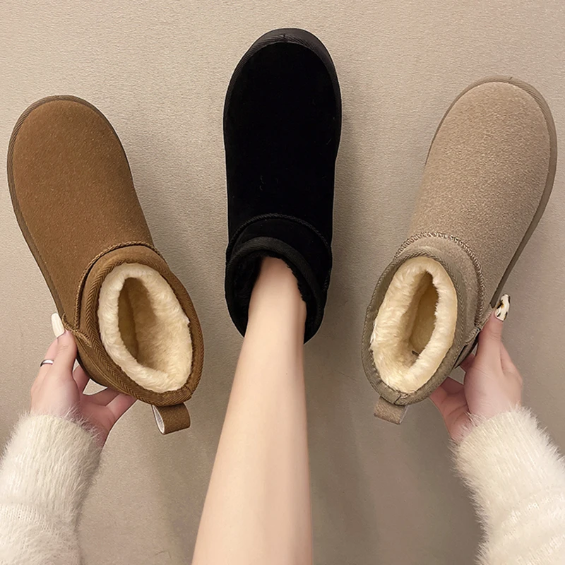 

Женские сапоги на плоской подошве, женские сапоги, сабо на платформе, австралийская зимняя обувь с круглым носком, Женская осенне-зимняя обу...