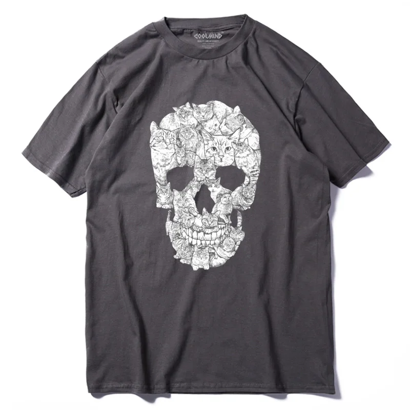 

COOLMIND QI0229Acasual, свободная Хлопковая мужская футболка с коротким рукавом, новый дизайн, уличный стиль, свободная крутая Мужская футболка с прин...