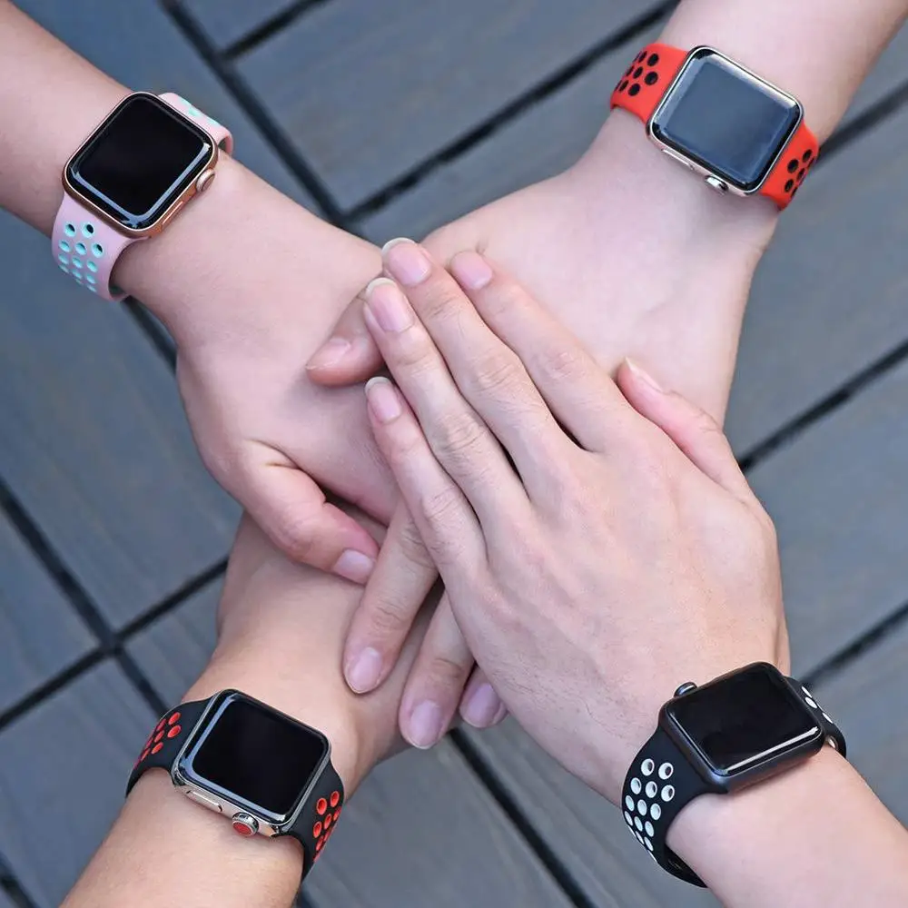 Silicone Strap For Apple Watch band 40mm 44mm 38mm 42mm iWatch 3 4 5 6 se smartwatch bracelet Apple watch 40 44 mm