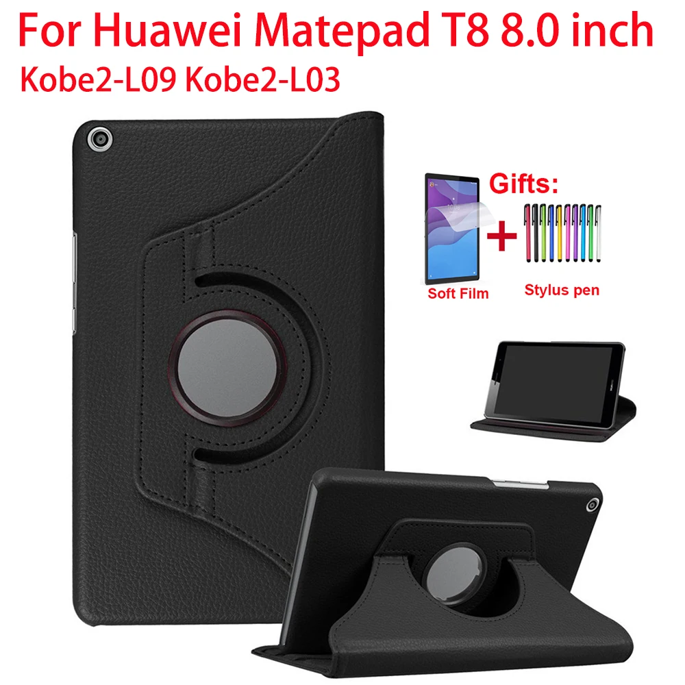 

360 Degree Rotating Leather Case Cover For Huawei Matepad T8 8.0 inch Case Coque Capa Funda MatePad T8 Kobe2-L09 Kobe2-L03