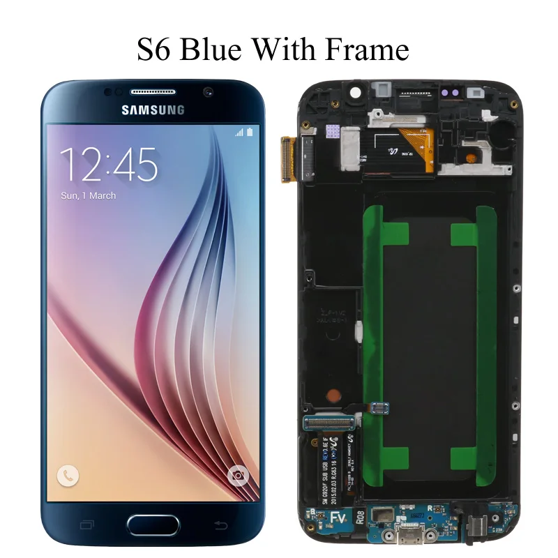 5,1 ''Супер AMOLED замена lcd S6 для SAMSUNG GALAXY S6 G920 SM-G920F G920F G920FD кодирующий преобразователь сенсорного экрана в сборе - Цвет: G920F Blue Frame