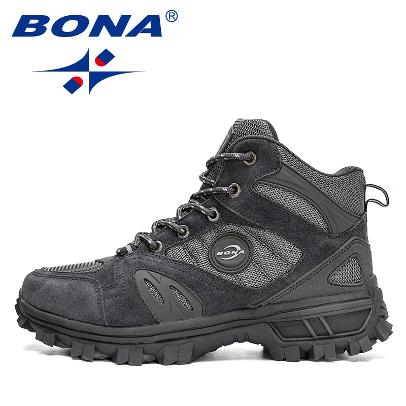 BONA 2022 New Designers Classic Pro-Mountain Ankle Hiking Boots For Men Outdoor Sports Trekking Shoes Man Plush Warm Snow Boots