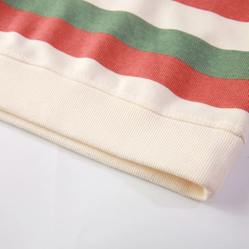

2021 cotton stripe hoody women's Pullover Sweater spring new loose Korean long sleeve top large size M L XL