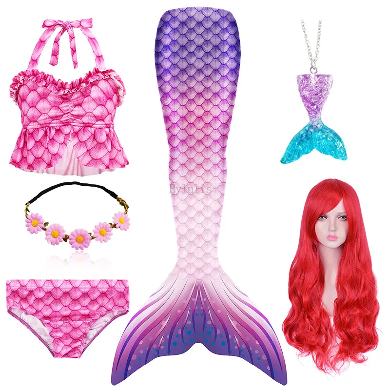 

Girls Mermaid Tails Flippers Mermaid Costumes Kids Mermaid Swumsuit Gift Girl Mermaid Wig Party Cosplay Costumes Mermaid Monofin