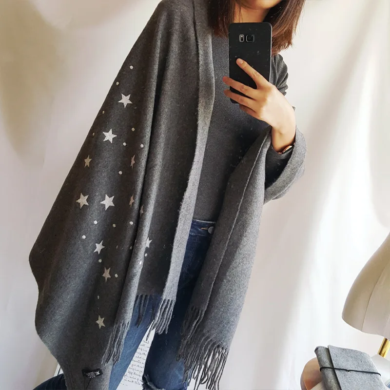 Зимний классический однотонный шарф кашемировая шаль Женская шерстяные женские