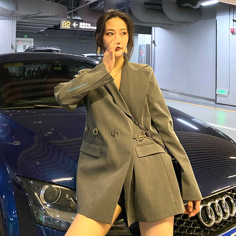 Новинка 2020 корейский дизайн однотонный Блейзер женский костюм новинка
