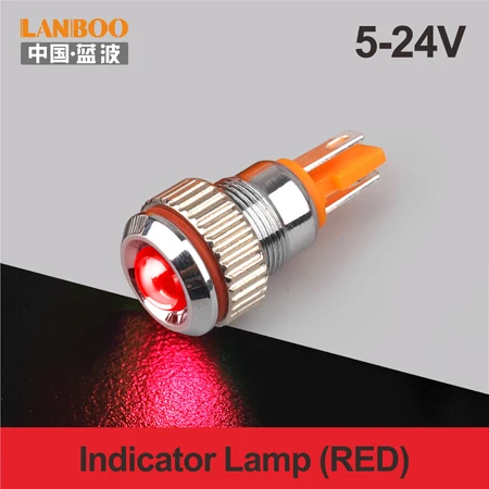 8mm-Red(5-24V) LANBOO 8 мм IP68 водонепроницаемый точечный светильник красный зеленый желтый Буле 12 В 24 в 110 В 250 В светодиодная металлическая контрольная лампа световой индикатор - Цвет: 8mm-Red(5-24V)