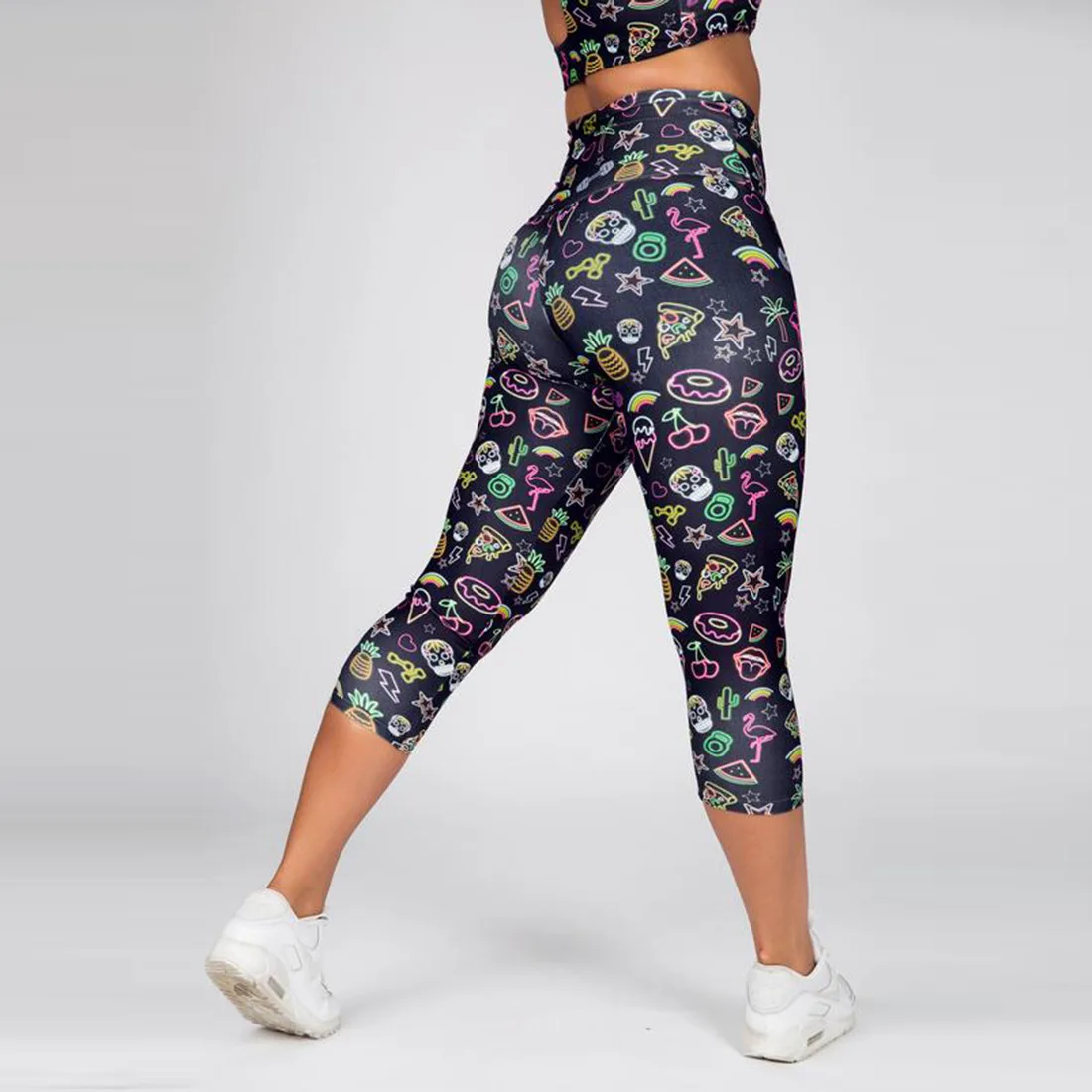 2019 новые женские эластичные штаны для йоги с принтом Спортивные Леггинсы С