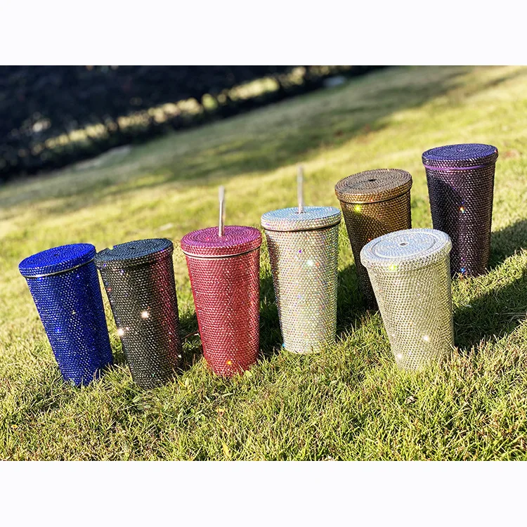 

Вакуумная колба с алмазной инкрустацией, двухслойная кружка из соломы, алмазная кружка для напитков, кружка для напитков, Подарочная кружка с алмазной кофейной чашкой