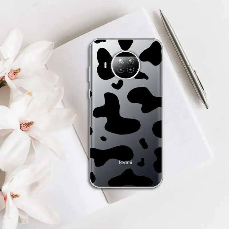 

cow Black and white Phone Case Transparent for Xiaomi mi Redmi note 10 t 8 9 pro lite 11 Samsung S 8 9 10 20