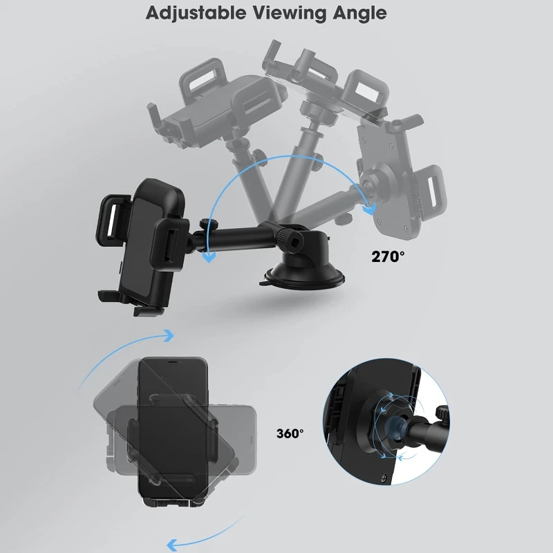 Adjustable Universal SUV Car Phone Mount with Powerful Clamps Sucker Cup Holder for Dashboard Windshield Bracket |
