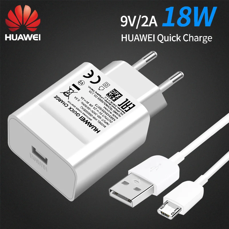 USB кабель Huawei для быстрой зарядки адаптер Micro 18 Вт 9 в 2 а P8 P7 Plus P10Lite Honor 8 Mate 7 Nova 2i