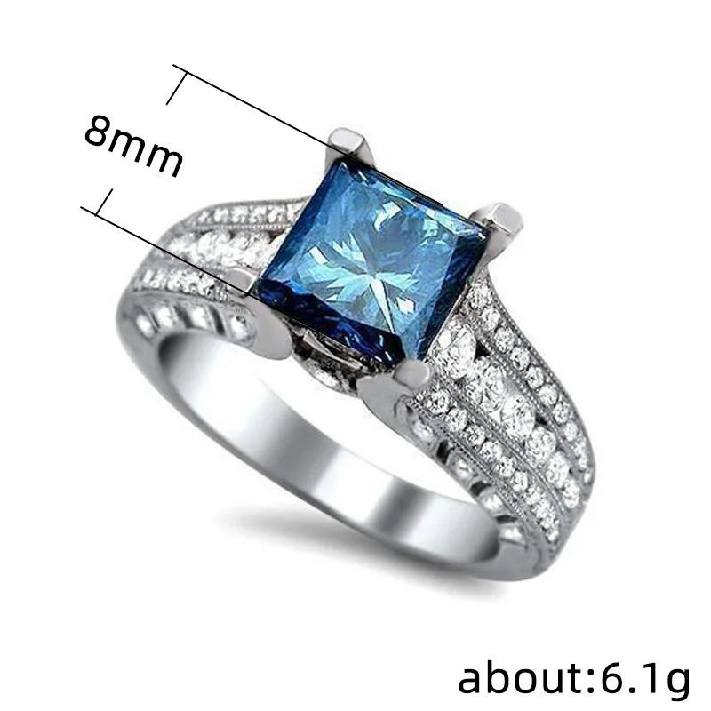 

2021 New Luxury Blue Color 925 Sterling Silver Engagement Ring For Women Anniversary Gift Jewelry Wholesale R5990