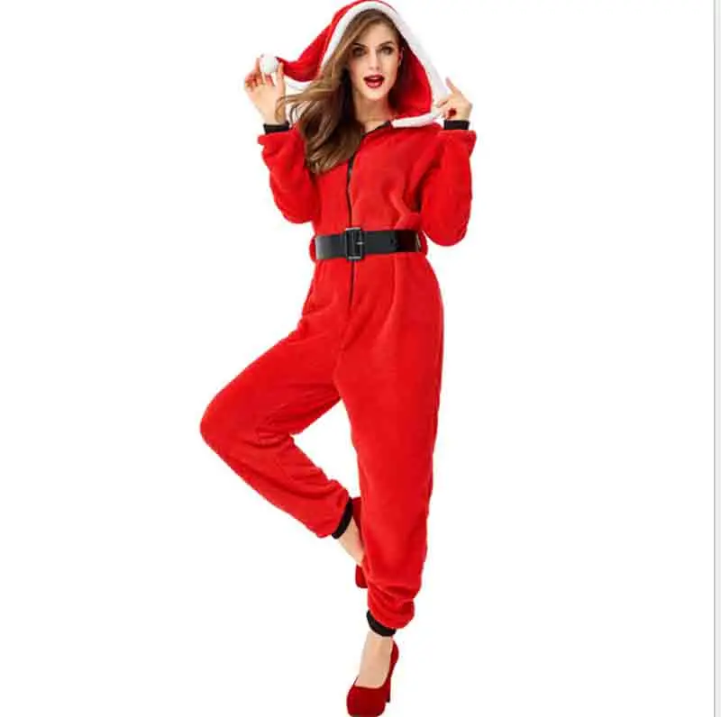 Женский Рождественский костюм Fantasia новогодний для взрослых красный бархатный