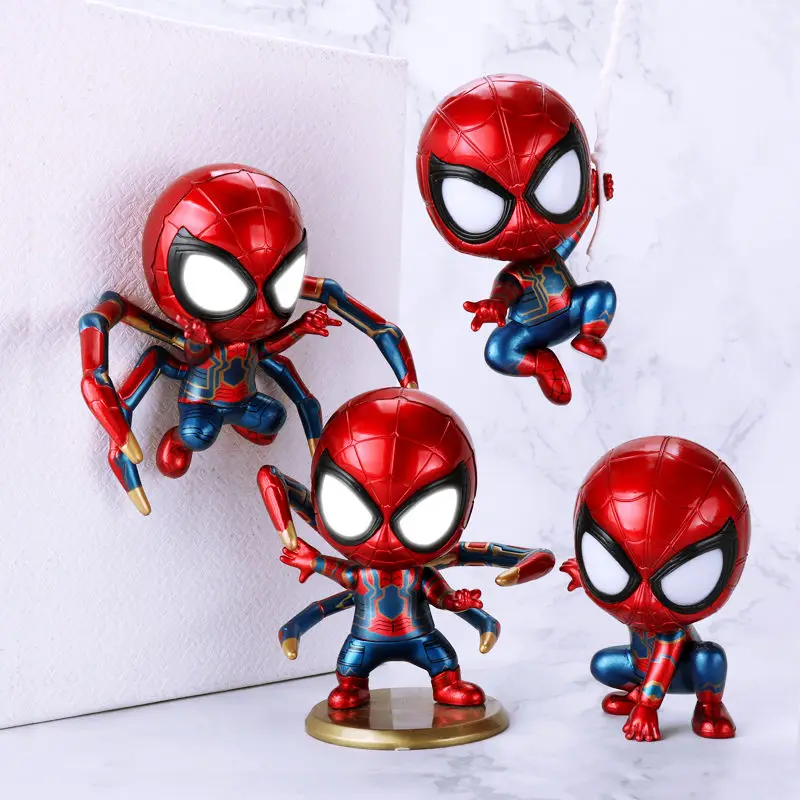 

Фигурки героев аниме Marvel, Мстители, Человек-паук, железный человек, Дэдпул, супергерои, кавайные украшения для комнаты, украшения для автомо...