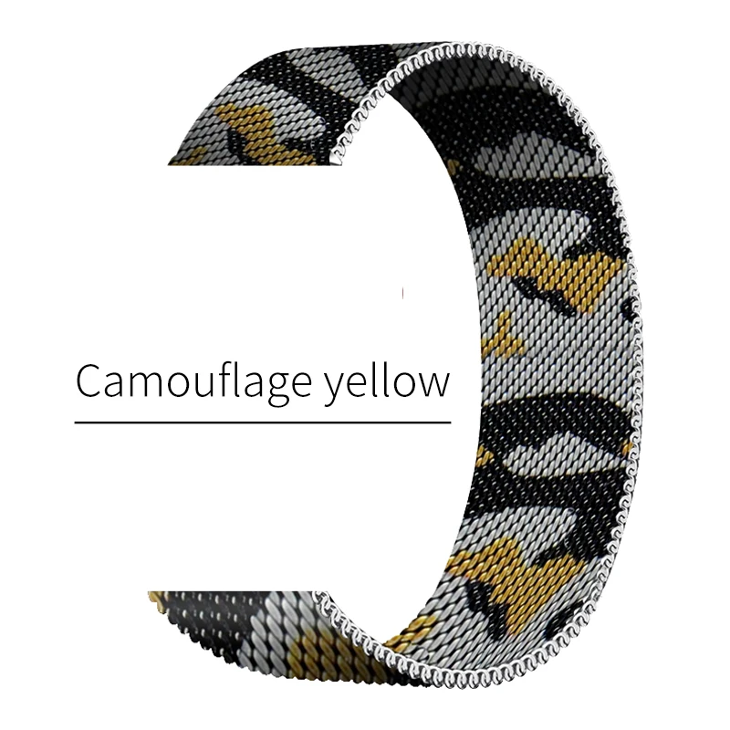 Ремешок Камуфляжный для iwatch Желтый спортивный Браслет Миланская петля Series 6 4 40 мм