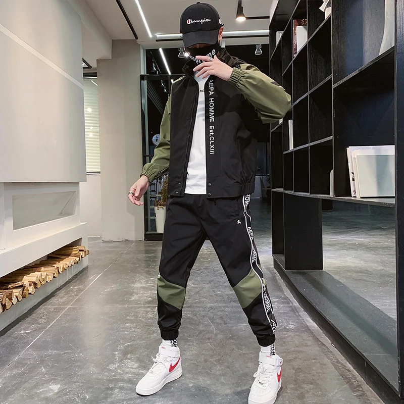 2020 Autumn Men's Hoodies Pants Sets Sweatshirt Cardigan Long Sleeve Hip Hop Fitness Tops Trousers Sportswear Joggers Tracksuits |