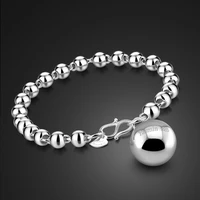 new fashion simple 100%925 sterling silver bracelet woman bell bead hand catenary cute girl jewelry birthday gift wholesale