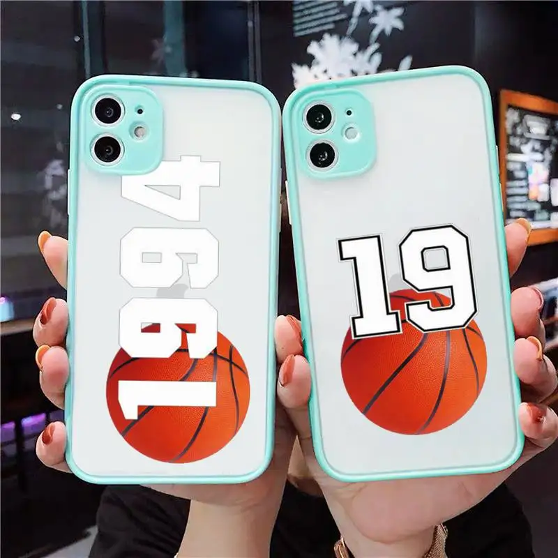 

Simple art basketball lucky numbers Phone Case Matte Transparent for iPhone 7 8 11 12 s mini pro X XS XR MAX Plus cover funda