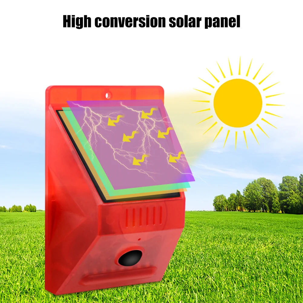 

8 LED Solar Infrared Sensor Detector Lamp Solar Power LED Waterproof Easy Installation Remote Control Loud Strobe Alarm Light