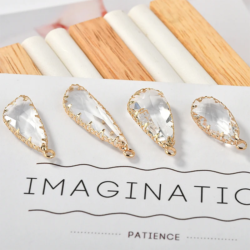 Медная Плоская обернутая Золотая подвеска прозрачная стеклянная белая