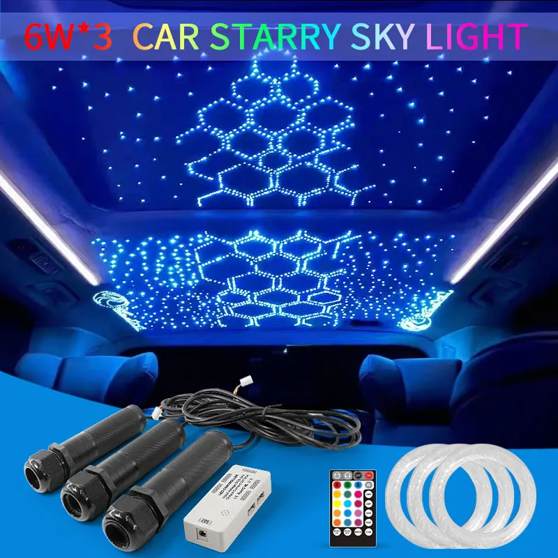 

6W*3 Car Starry Sky light LED Car Roof Star Light Auto Accessories Interior Ambient Lighting Optical Fiber Light home Decor
