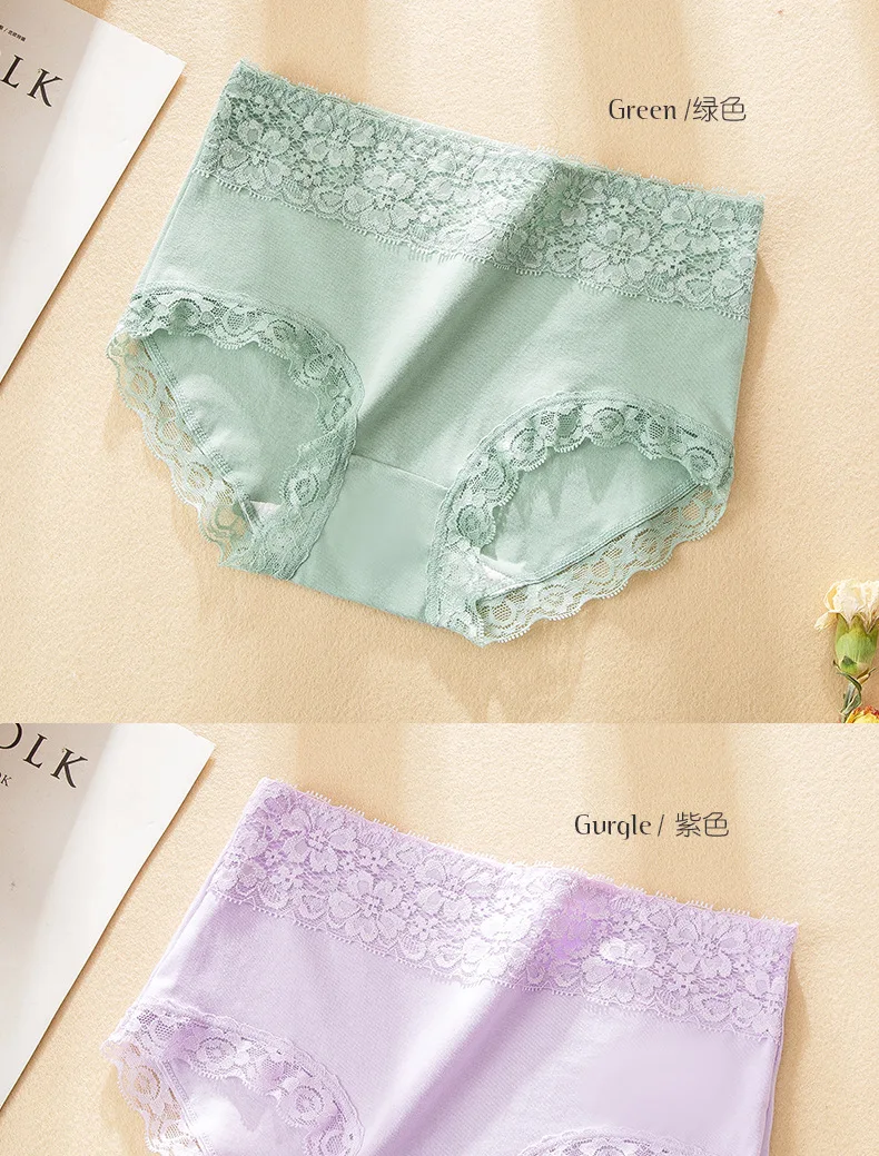 

Women's cotton briefs sexy mid-rise solid lace panties Ladies briefs plus size women briefs underwear 5 Pcs/lot