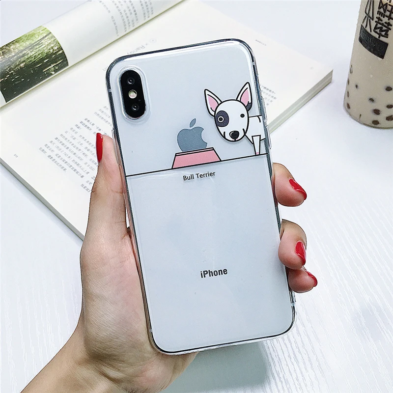 Креативный веселый рисунок питомца собаки на чехле для телефона Apple для iPhone 6 6S 7 8 PLUS X XR XS MAX, противоударный, полностью прозрачный.