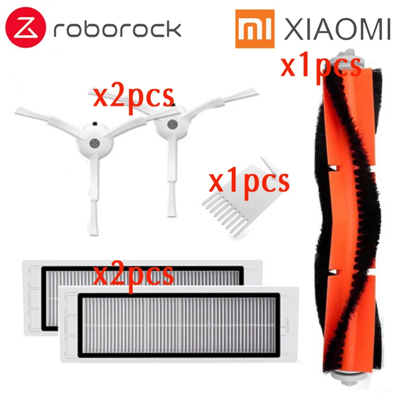 6pcs-set Разделочная ткань Hepa фильтр боковая круглая щетка подходит для Xiaomi Roborock робот S50 S51 пылесос запасные части наборы - Цвет: 6pcs-set