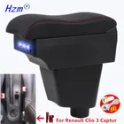 Подлокотник для Renault Clio 3 Captur, центральный подлокотник с интерфейсом USB светодиодный автомобильные аксессуары
